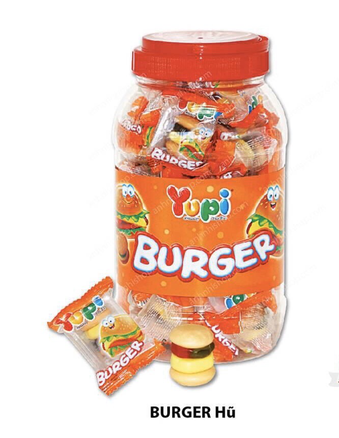 Kẹo Dẻo Burger Yupi Hủ 36 Viên Kẹo Dẻo Hamberger
