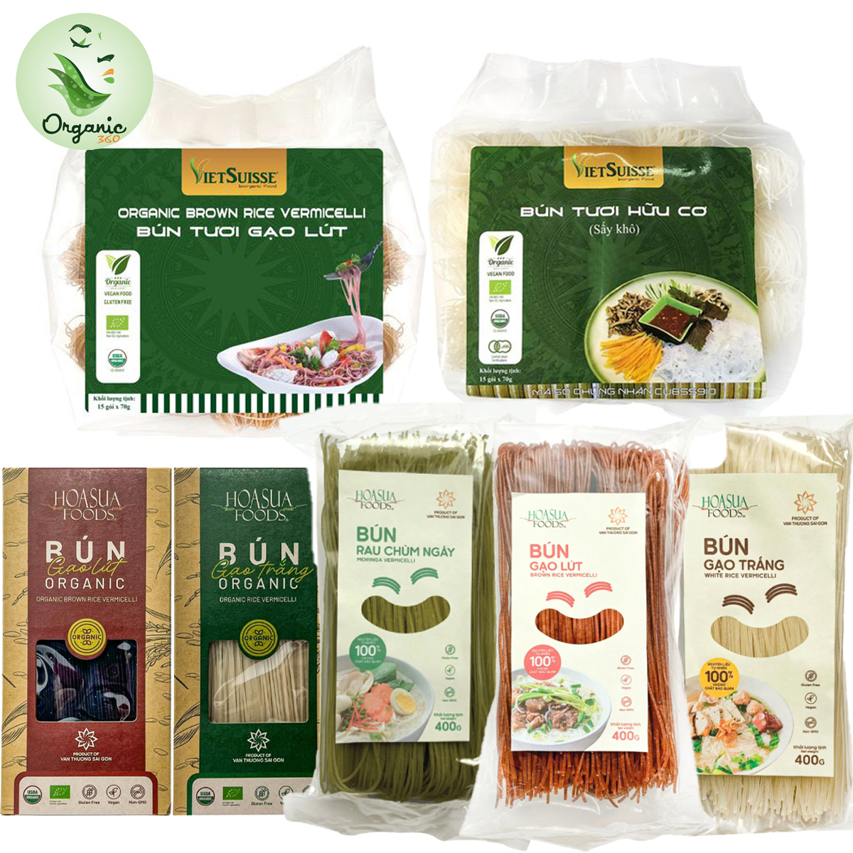 Bún tươi hữu cơ sấy khô Vietsuisse & Hoa Sữa các loại