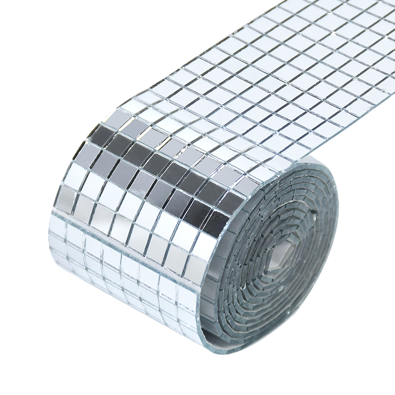 Gương tường sticker tự dính vuông gạch mosaic dán cho nhà phòng tắm tường trang trí nội thất đám cưới thanh diy disco bóng