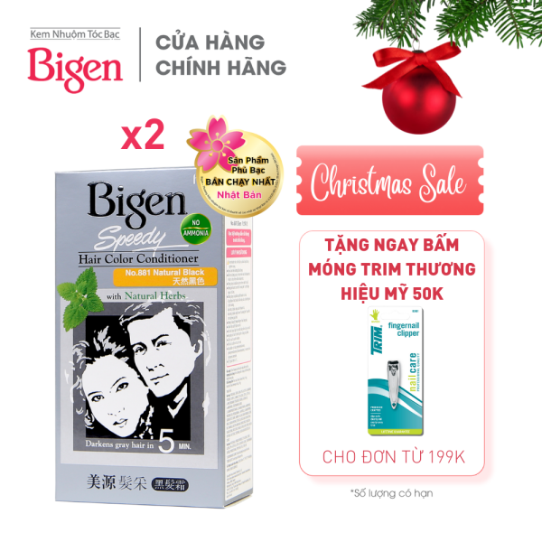 Combo 2 Hộp Thuốc nhuộm dưỡng tóc phủ bạc thảo dược Bigen Conditioner Thương hiệu Nhật Bản 80mlx2 dạng kem nhập khẩu