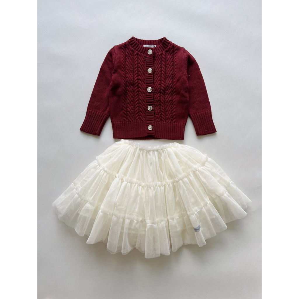 Áo Khoác Len Bé Gái Vặn Thừng Macro & Micro Cable Knitted Cardigan 22