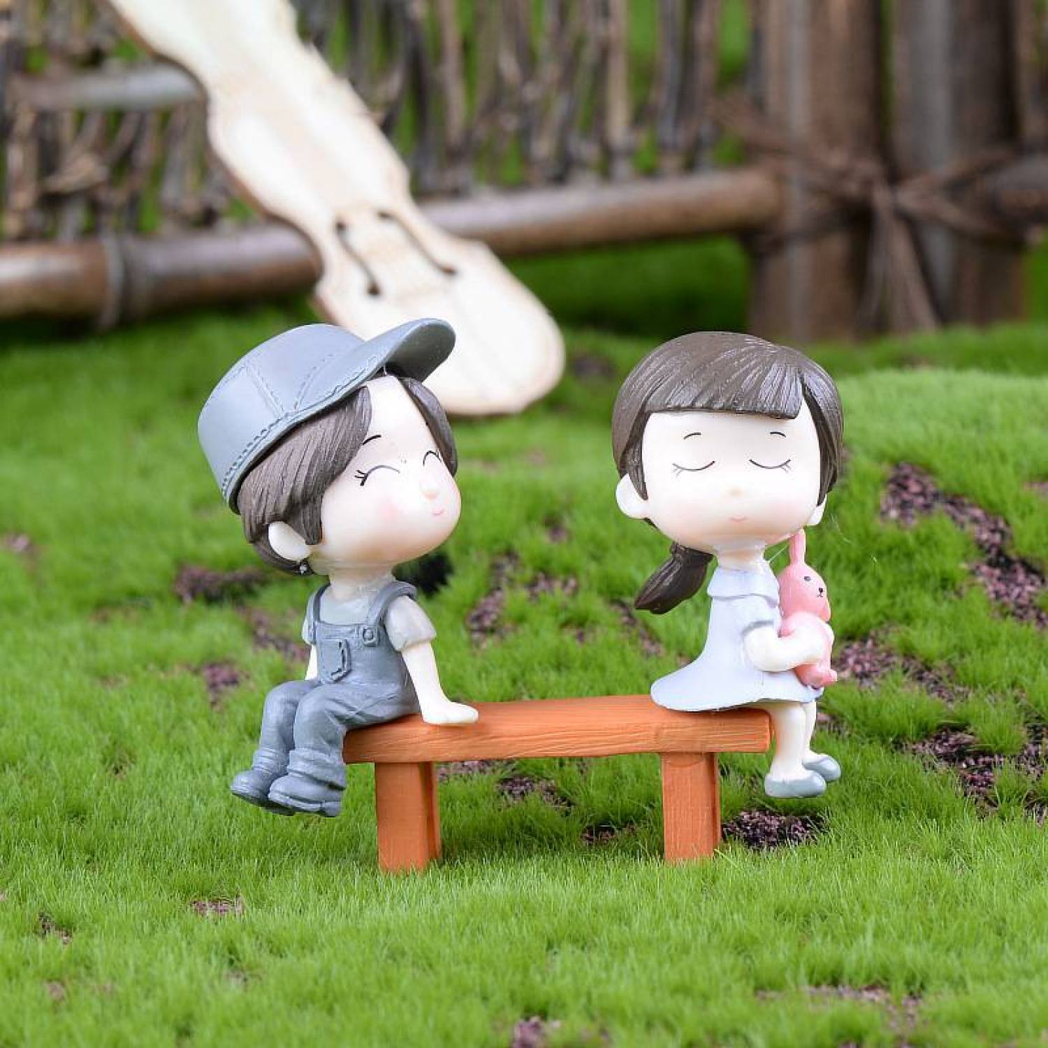 Mô hình cặp đôi trang trí tiểu cảnh, sen đá, bình terrarium