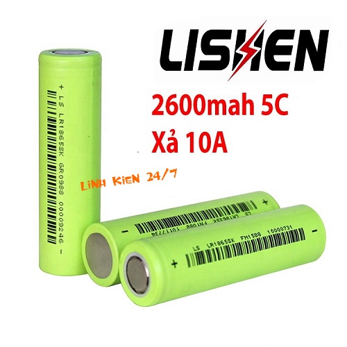 Pin sạc lishen xám 18650 2600mah dòng xả 10a chính hãng