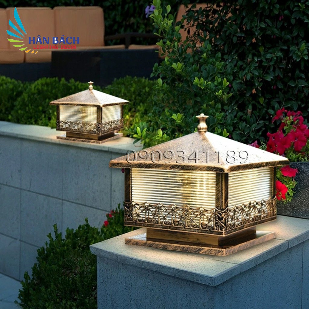 [HCM]Đèn trụ cổng cây dừa mạ đồng phi 300mm