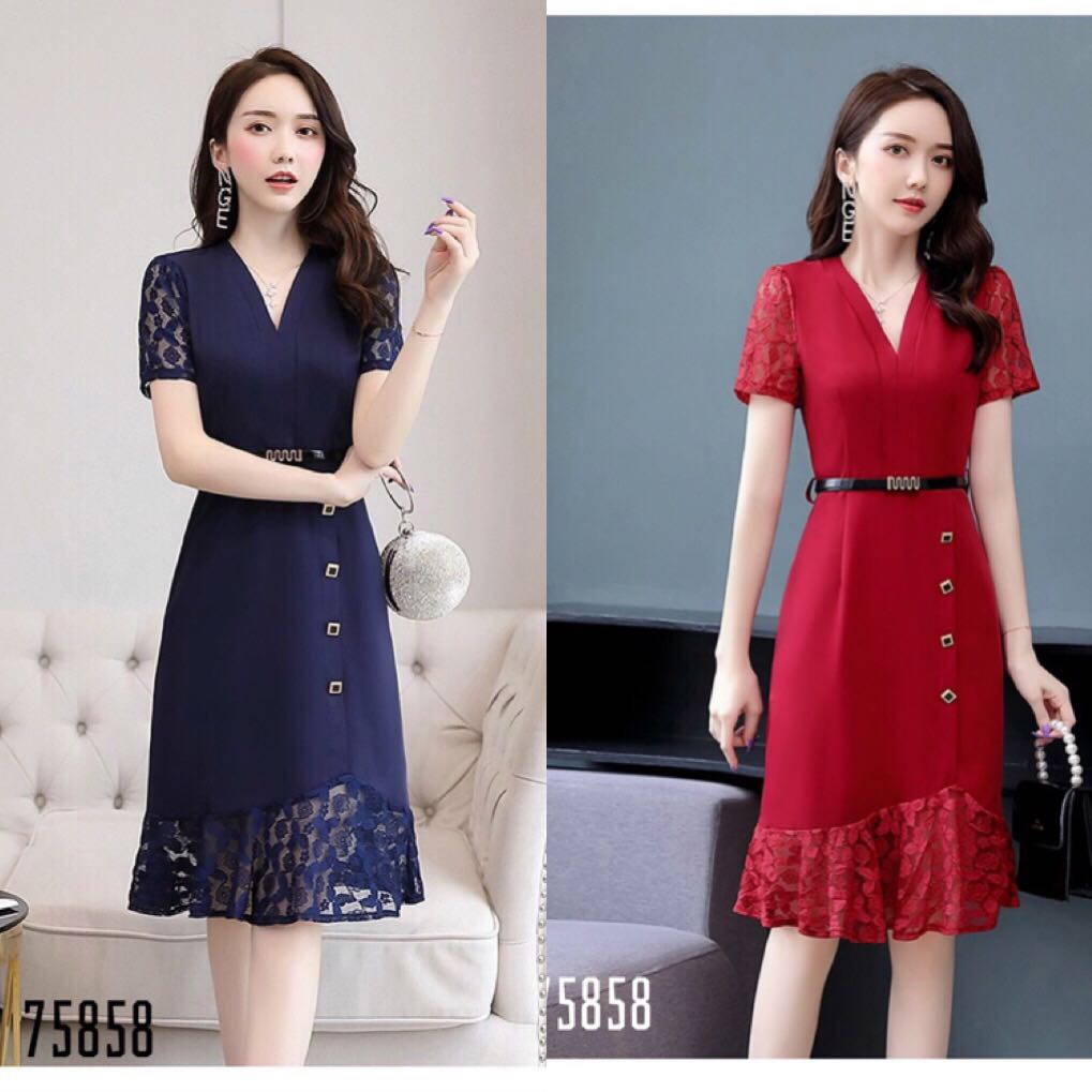 [HCM]ĐẦM XÒE DỰ TIỆC PHỐI REN KÈM THẮT LUNG SIÊU DỄ THƯƠNG