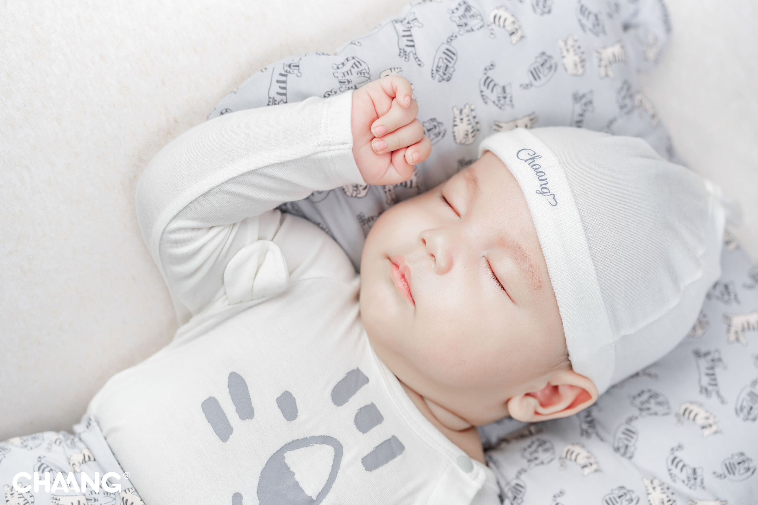 Chaang set mũ thóp cotton tiger cho bé sơ sinh