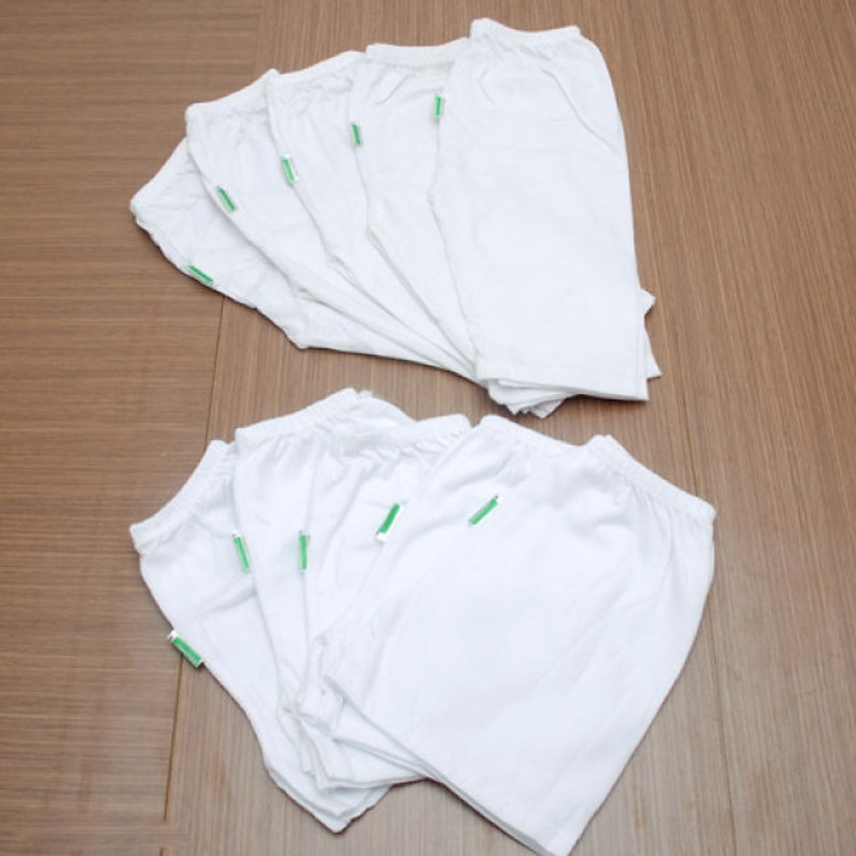 [HCM]Set 10 Quần Thun Trắng Cho Bé (5 Quần Dài + 5 Quần Ngắn) Cho Bé 2-15 KG