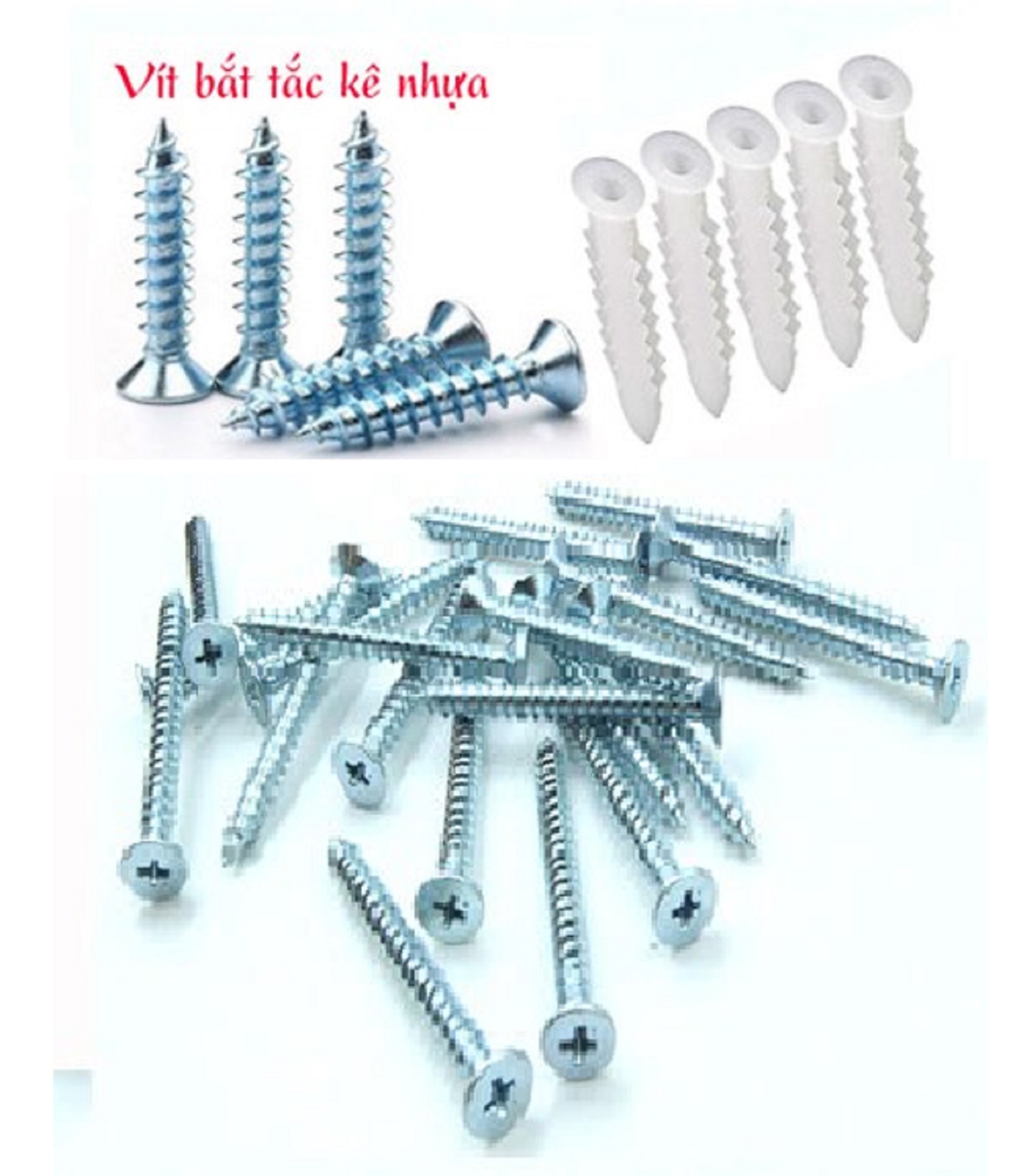 1 kg Vít bắt tắc kê nhựa ( 5li x 3cm, 4cm- 5cm- 6cm- 7cm)