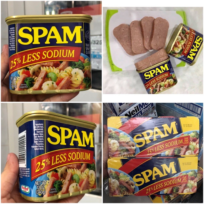 Thịt hộp  Spam 25% Less Sodium 340g của Mỹ ( giảm mặn )