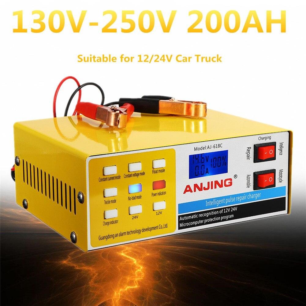 Máy sạc acquy tự động nhận bình 12 - 24v 2Ah đến 200Ah hiển thị LCD, Sạc ắc quy -Sạc có tạo xung khử sunfat