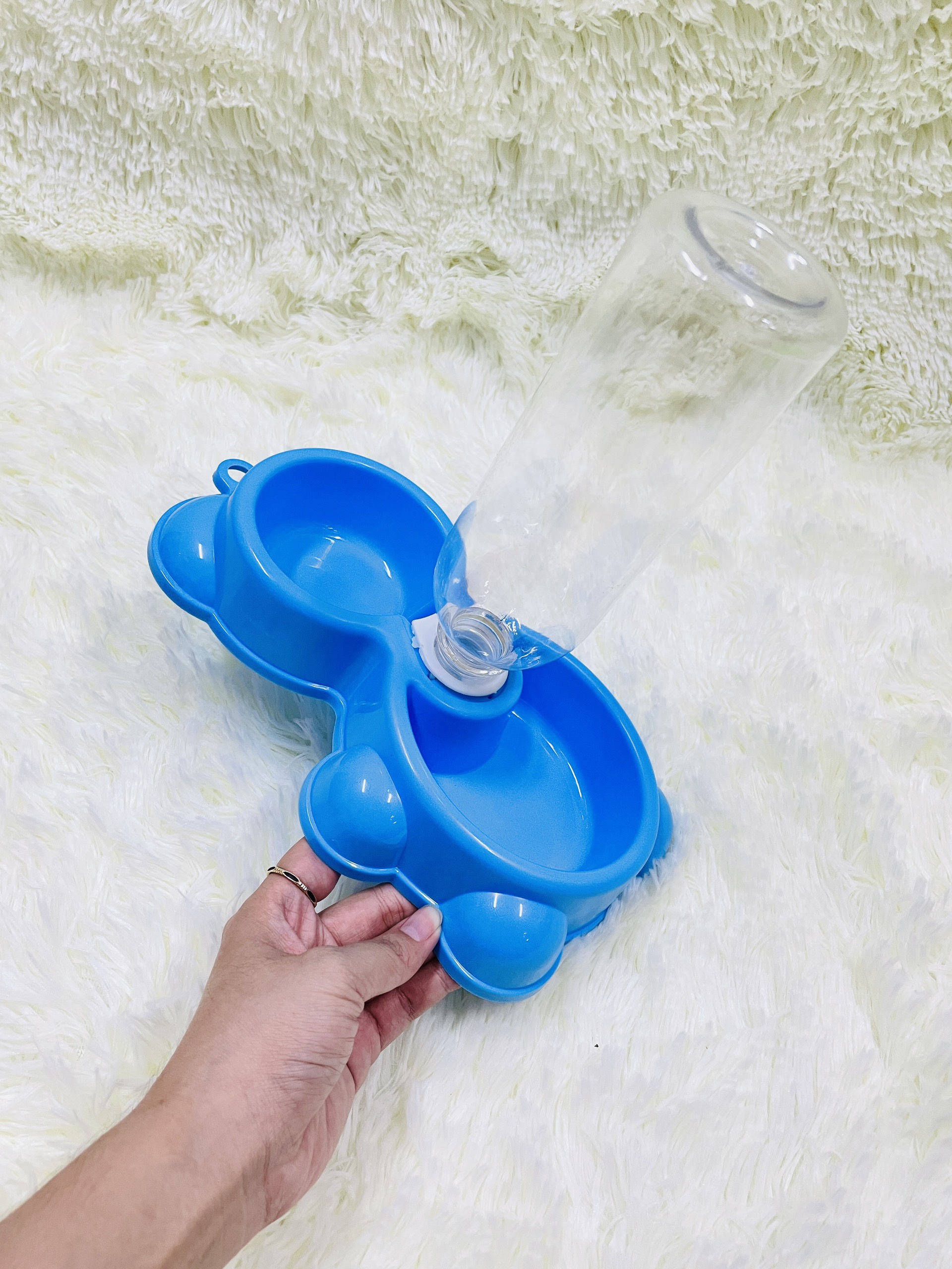 Bát ăn đôi Con Gấu cho Chó Mèo ( lựa chọn kèm bình hoặc không bình )