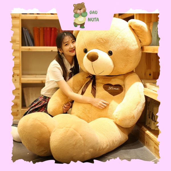 Gấu teddy to khổng lồ đeo nơ - gấu teddy làm qùa tặng cao cấp nuta