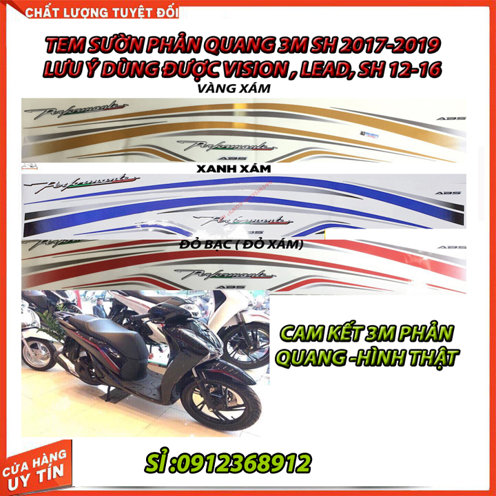 TEM SƯỜN CHỈ PHẢN QUANG 3M CHO XE SH 2017-2019, VISION