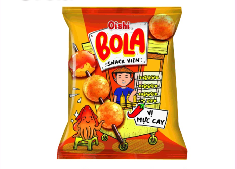 [Oishi] Snack viên vị mực cay Bola 32g (10 gói/bịch)