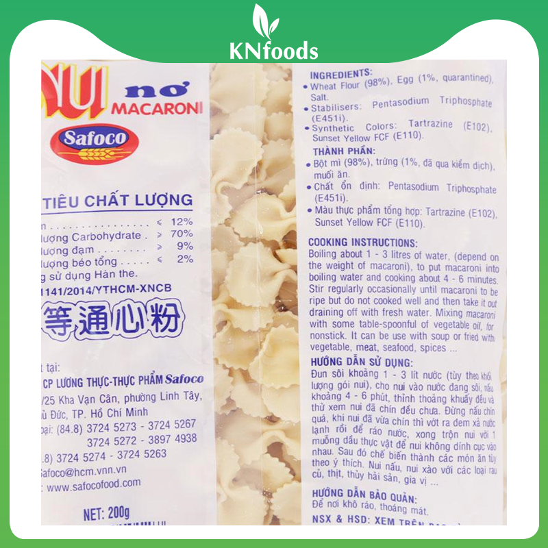 Nui nơ tròn nhỏ Safoco gói 200g