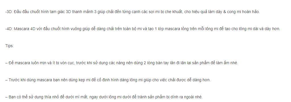 [HCM]Mascara Hàn Quốc 3D và 4D Missha