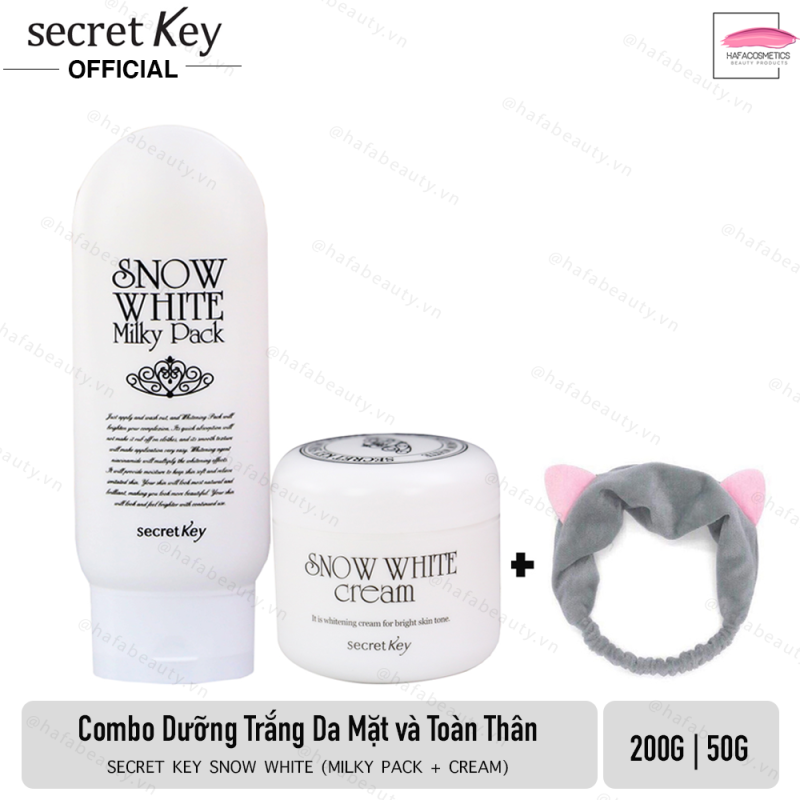 Bộ Sản Phẩm Dưỡng Trắng Da Toàn Diện Secret Key Snow White + Tặng Băng đô tai mèo xinh xắn (Màu ngẫu nhiên)