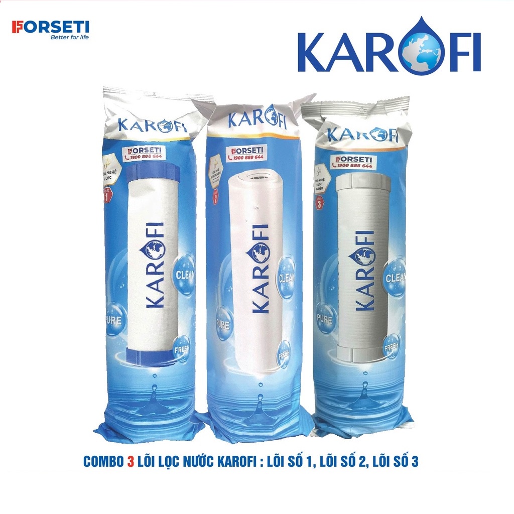 Combo 3 lõi lọc thô + 1 màng RO Karofi