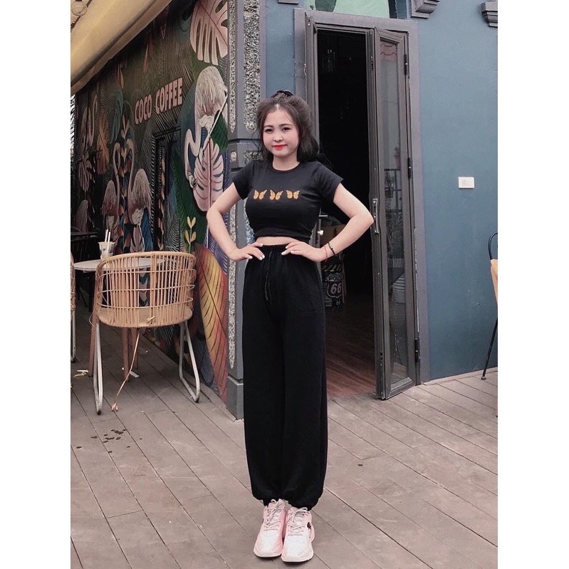 Sét croptop bướm vàng +quần bom PM60
