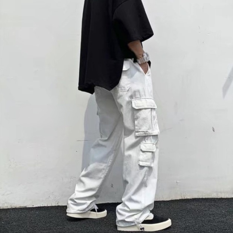 [ Voucher Giảm 50% ] Quần dài ống suông rộng phối nhiều túi màu trơn phong cách hiphop thời trang cho nam Xưởng May Thanh Nga MEN QUAN 087