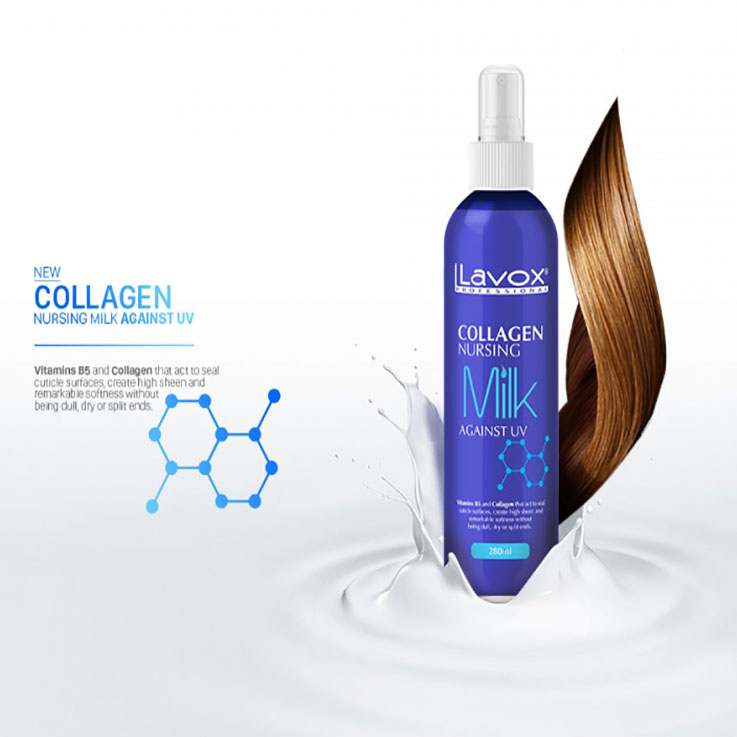 Xịt sữa dưỡng tóc Lavox Collagen 280ml Chống Tia UV Siêu Bảo Vệ Tóc (Màu Xanh)