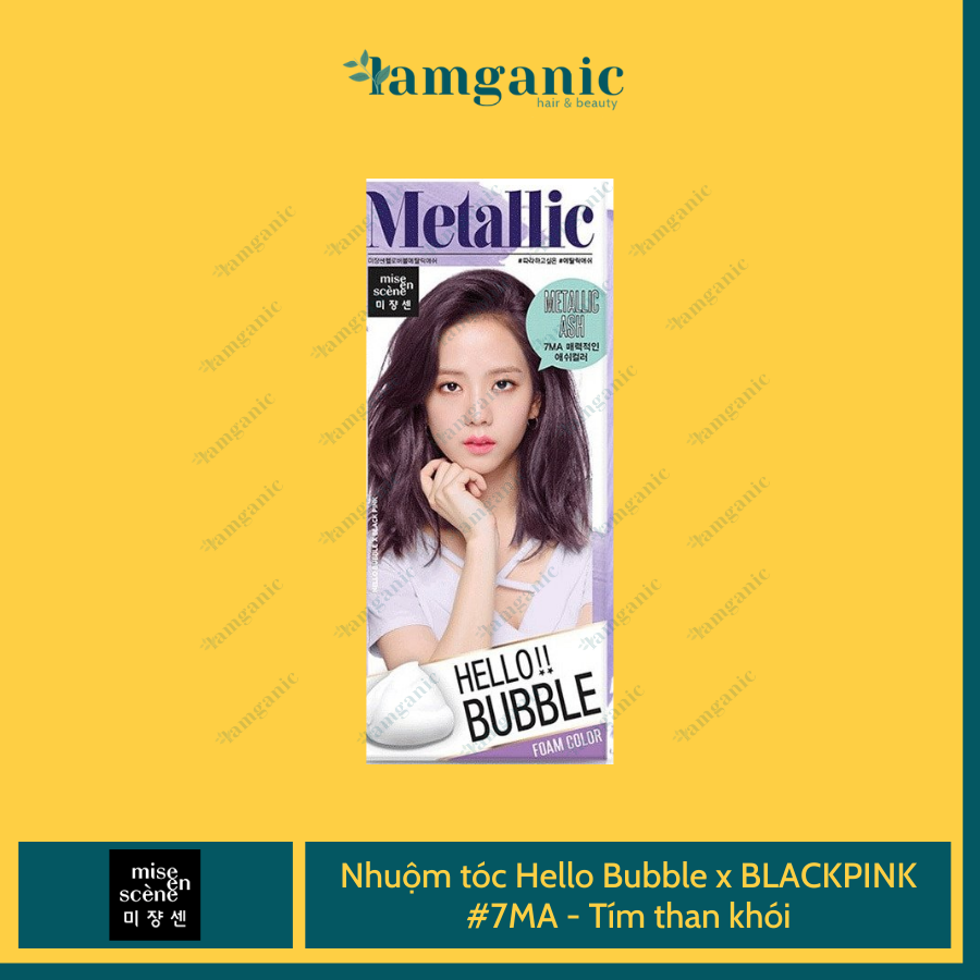 [HCM][Chính Hãng Mise En Scene] Thuốc Nhuộm Tóc Dạng Bọt Hello Bubble Foam BlackPink - Màu Metallic Ash (Nâu tím khói)