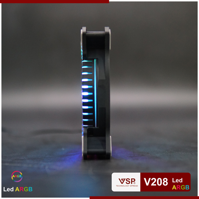 [HCM]Fan Led RGB VSP V208 (tự chuyển ko cần HUB) trang trí thùng máy tính cpu
