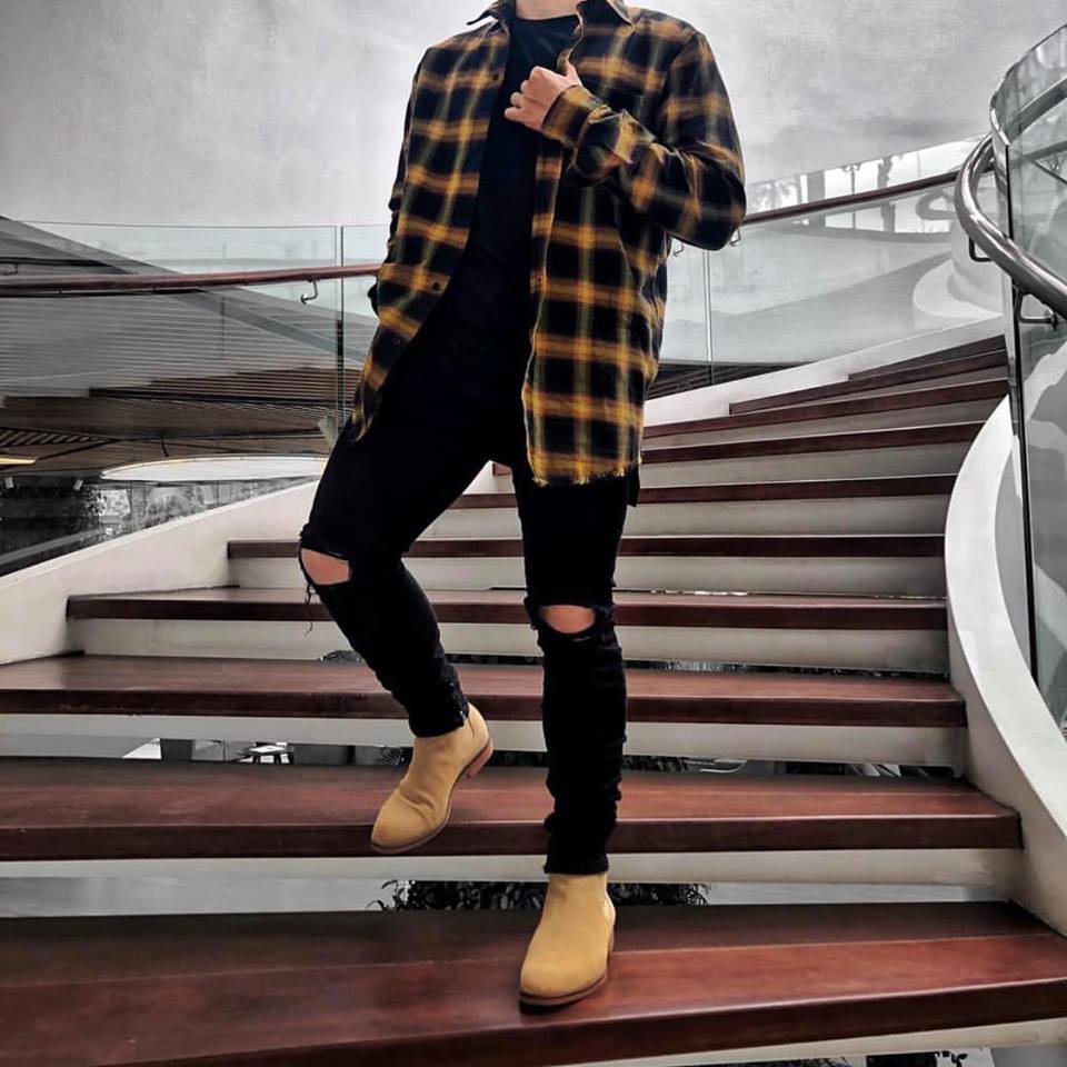 [HCM]Sơ Mi Flannel Màu Đen Vàng