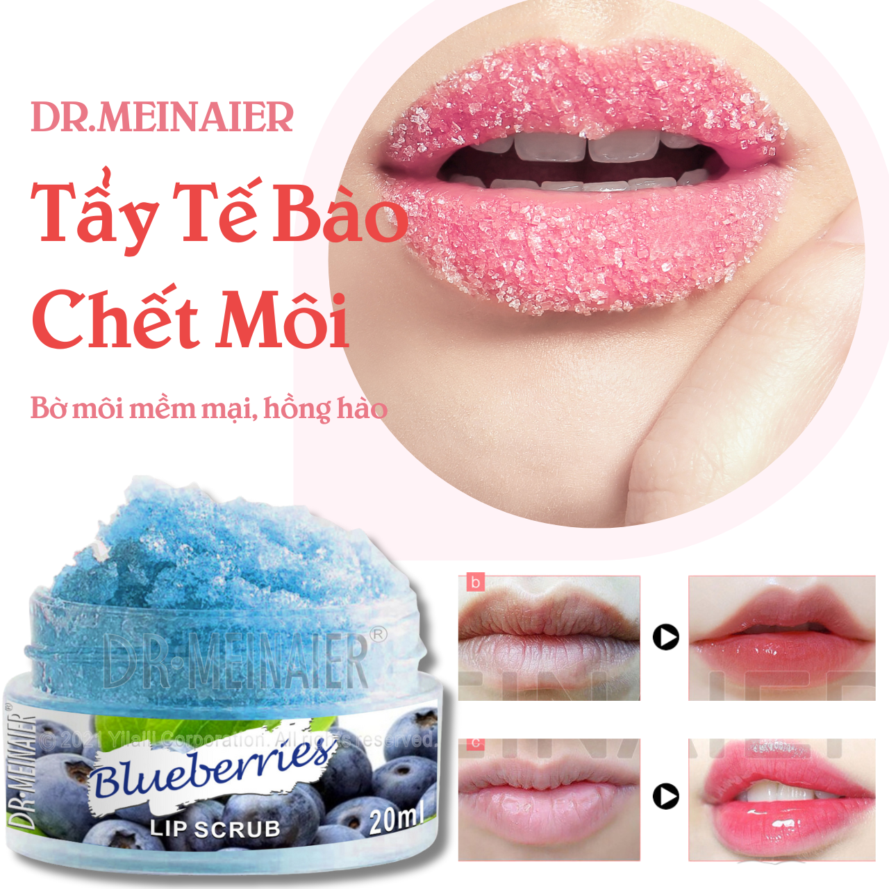 Tẩy Tế Bào Chết Môi DR.MEINAIER Giúp Giảm Thâm Môi, Dưỡng Môi Hồng Hào, Căng Mọng, Mềm Ẩm, Chống Nứt Nẻ, Khô Môi