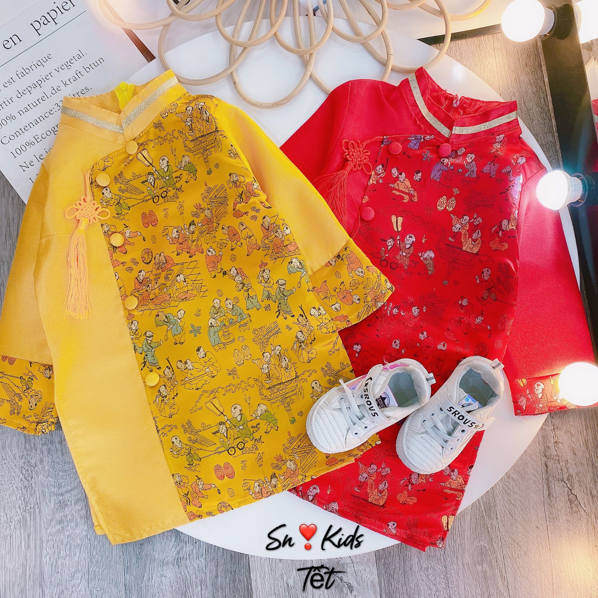 áo dài gấm hoạ tiết bé trai