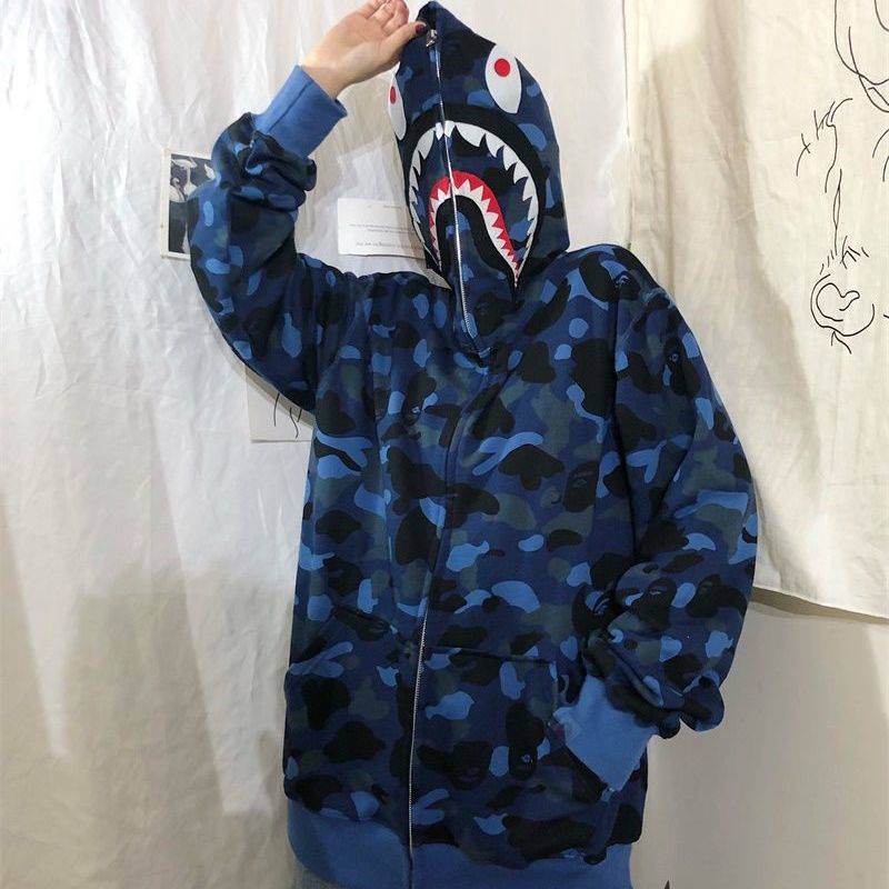 Áo khoác hoodie mũ in hình cá mập trẻ trung năng động, áo hoodie zip, Áo khoác hoodie form rộng, áo khoác hoodie dây kéo, áo khoác hoodie tay phồng, áo khoác nỉ, áo khoác nỉ form rộng khoá kéo hàn quốc, Áo khoác nỉ ngoại