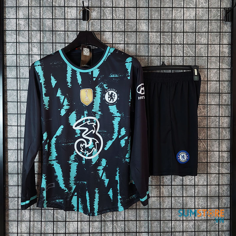 [HCM]Quần Áo Đá Banh Thể Thao Nam Nữ 2022 - Áo Chelsea Đen Dài Tay ZK Mới