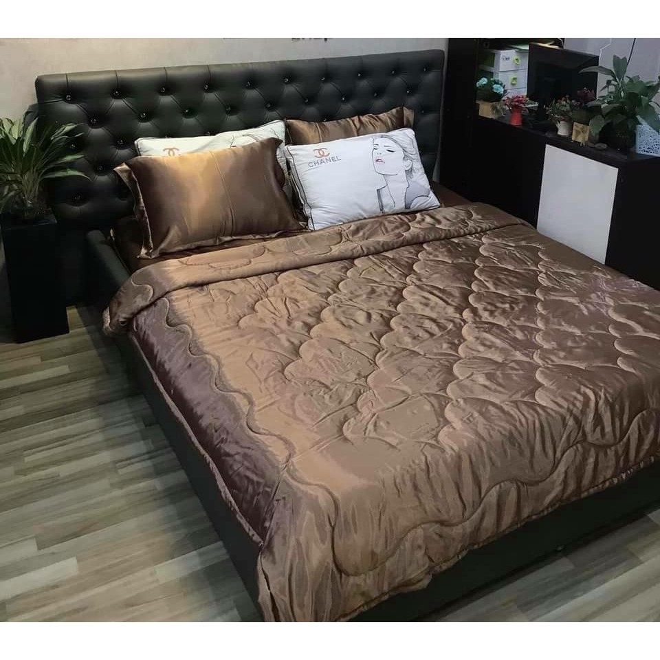 [HCM]BỘ CHĂN GA GIƯỜNG DRAP GỐI PHI LỤA CAO CẤP LAN BEDDING - NÂU