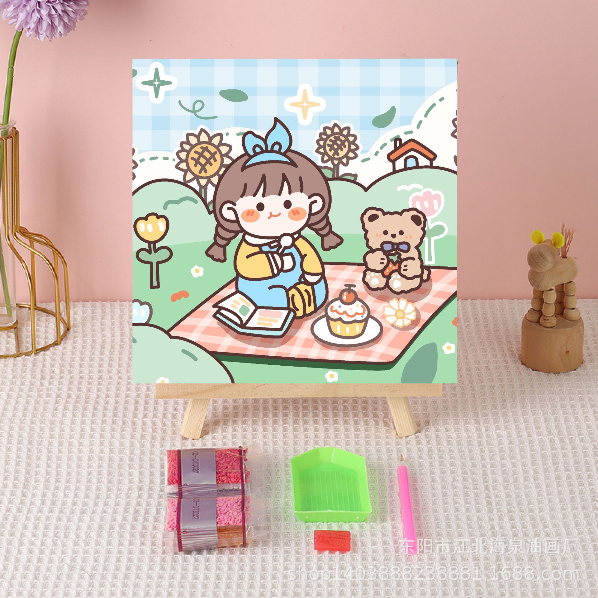 Tranh đính đá cô gái cổ trang bộ tranh đính đá 5D tự làm hình cô gái 20x20cm trang trí nhà cửa