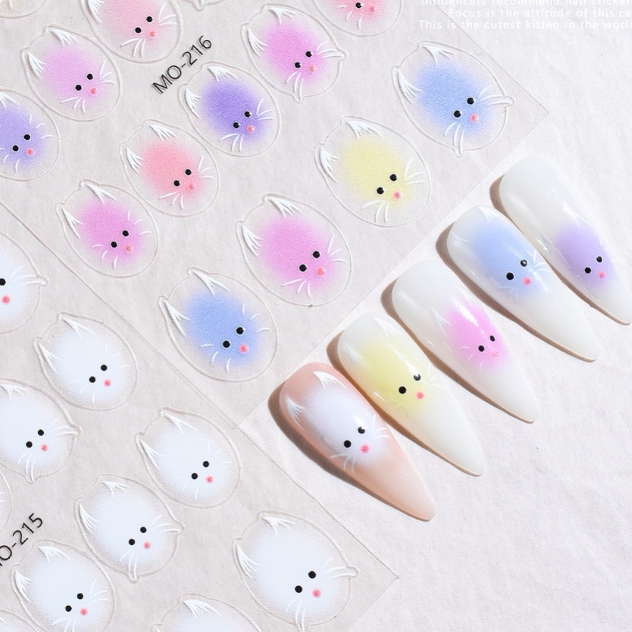 Sticker lụa mẫu mèo dán móng siêu xinh chuyên dùng làm nail