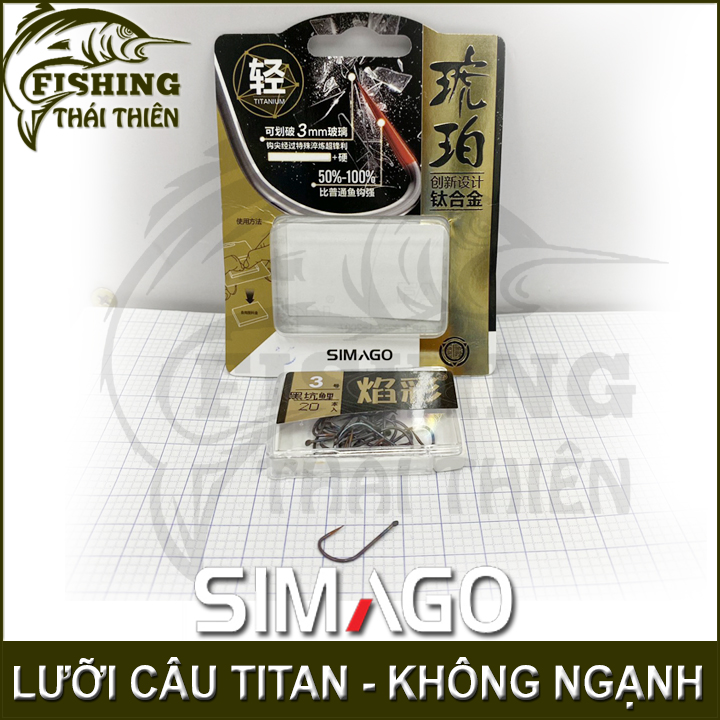 [HCM]Lưỡi câu cá titan không ngạnh Simago vỉ 20 lưỡi siêu cứng siêu bén