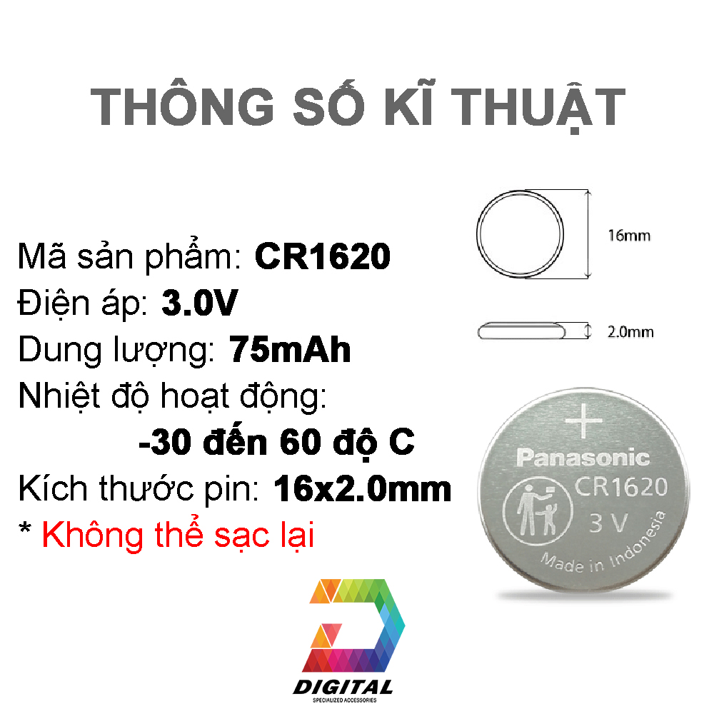 Pin Cmos Panasonic CR1620 Lithium 3V Chính Hãng