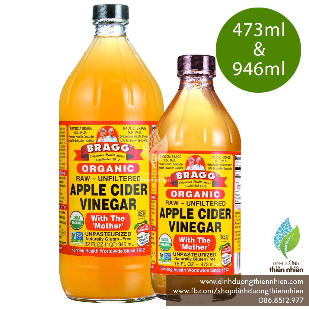 [GIA VỊ HỮU CƠ] Giấm Táo Hữu Cơ Bragg Organic Apple Cider Vinegar, Có Con Giấm (With Mother)