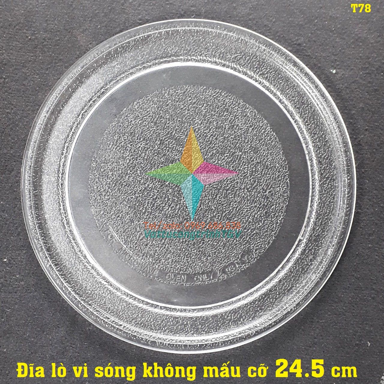 Đĩa lò vi sóng trơn ĐK 24.5cm dùng cho các loại Lò vi sóng 18L-20L