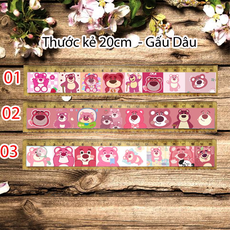 Thước kẻ Gấu Dâu- Gấu Lotso- Lotso Bear (nhiều mẫu lựa chọn, 20cm, 10k/1 cái)