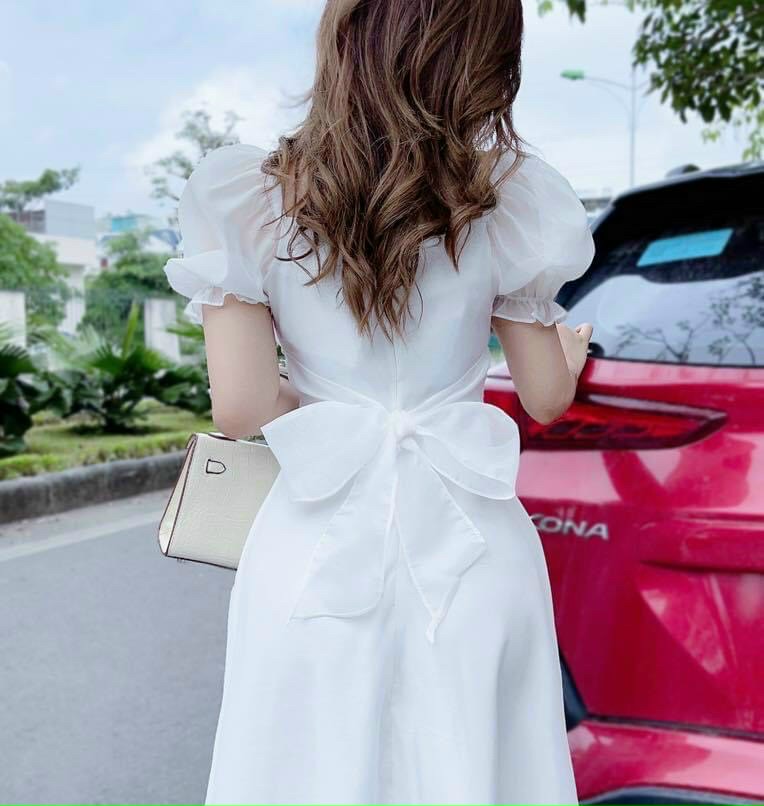 [Mới] Đầm Tiểu Thư Chất Voan Chiffon Phối Nơ Sau