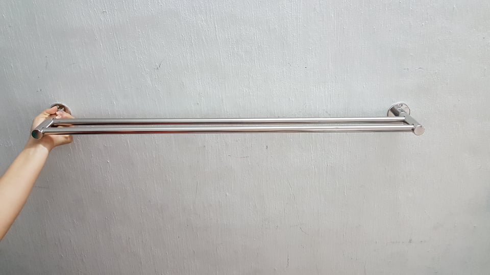 [HCM]Máng khăn đôi inox 304 bền và sáng bóng.