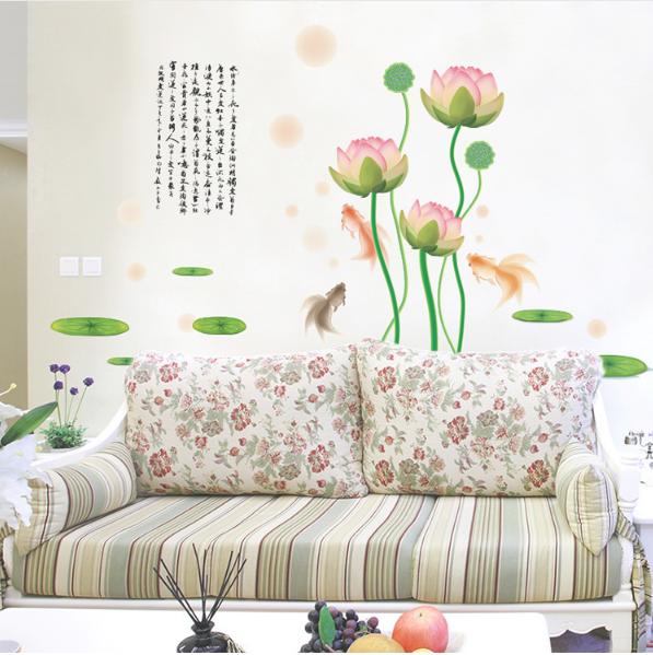 [HCM]Decal trang trí Hoa Sen Hồng Da kèm Chữ
