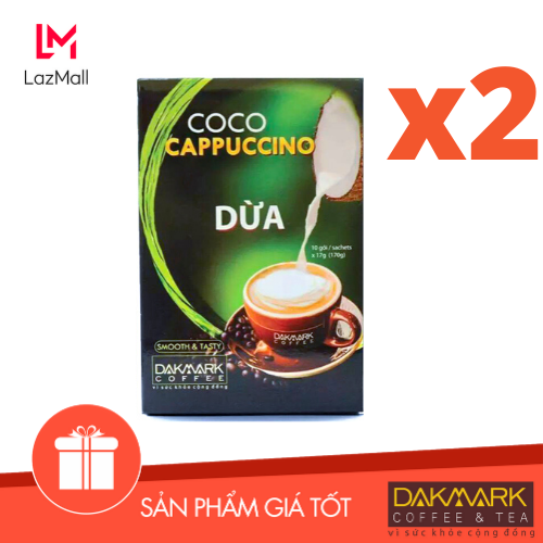 Cà phê Cappuccino Dừa hòa tan DakMark - (10gói x 17g)
