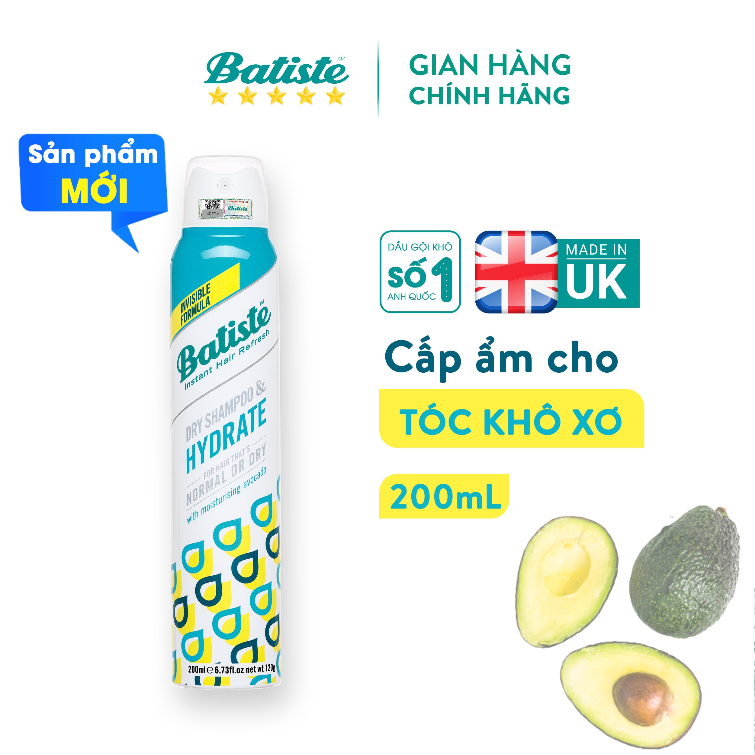 Dầu Gội Khô Batiste Dry Shampoo 200ml