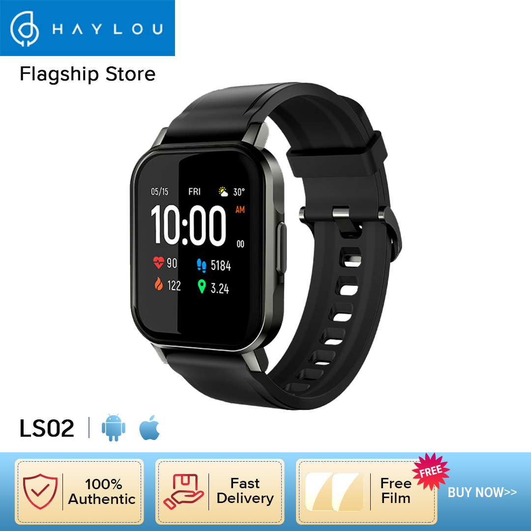 Đồng hồ thông minh Haylou LS02 Bluetooth 5.0 Chống nước IP68 Màn hình cảm ứng 1.4 inch Theo dõi nhịp tim Giấc ngủ Vận động 12 chế độ thể thao Báo thức qua điện thoại SMS Nhắc nhở Phiên bản tiếng Anh cho Nam Nữ