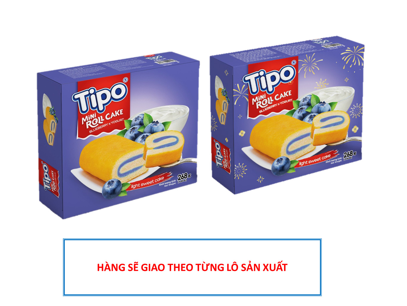 Bánh Tipo Bông lan cuộn Sữa chua Việt Quất 268g