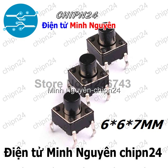 [10 cái] (F62) Nút nhấn 4 chân 6x6x7mm DIP - HH003009