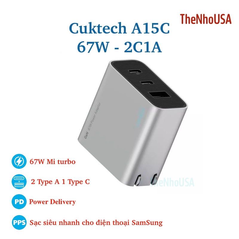Củ sạc nhanh Cuktech 67W 15C 3 cổng 2C1A PD PPS QC3+