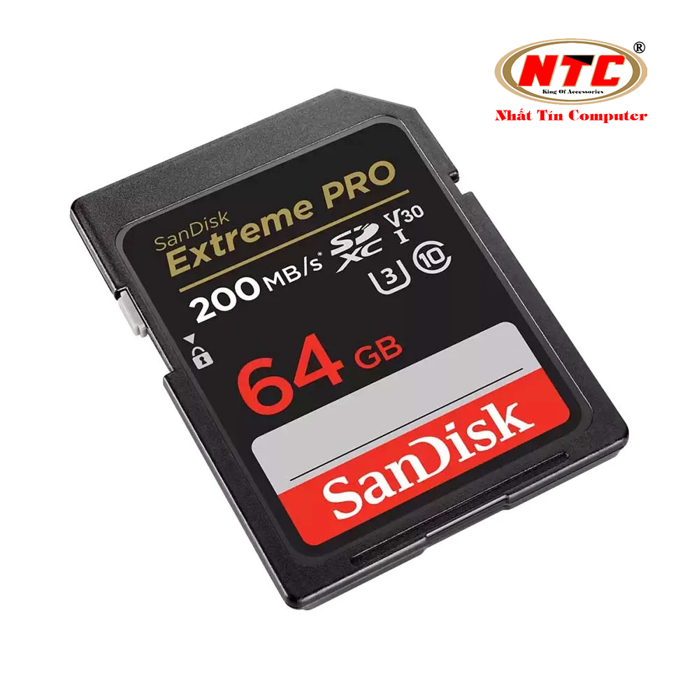 Thẻ nhớ Máy Ảnh SDXC SanDisk Extreme Pro 64GB V30 UHS-I U3 4K R200MB/s W90MB/s (Đen) - Nhat Tin Authorised Store